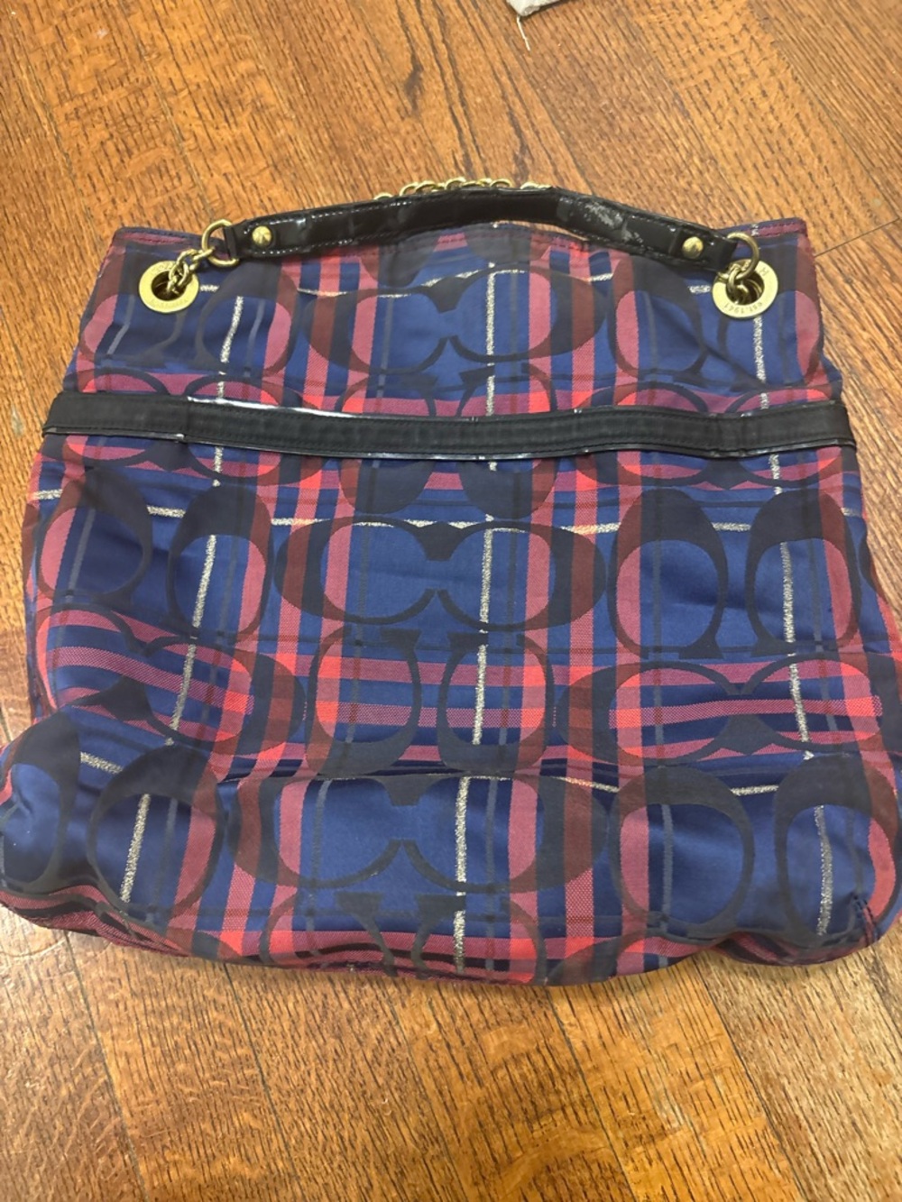 Coach Women’s Plaid Blue & Red Shoulder Bag